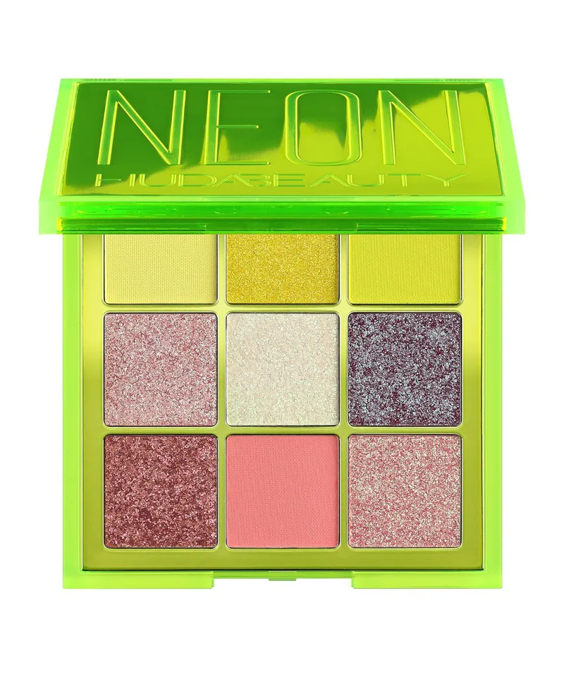 HUDAS beauty Makeup набор nuda beauty блеск для век Палитра неоновый оранжевый навязчивый с Hudas матовый Smokey контур и стробоскоп - Цвет: Neon Green