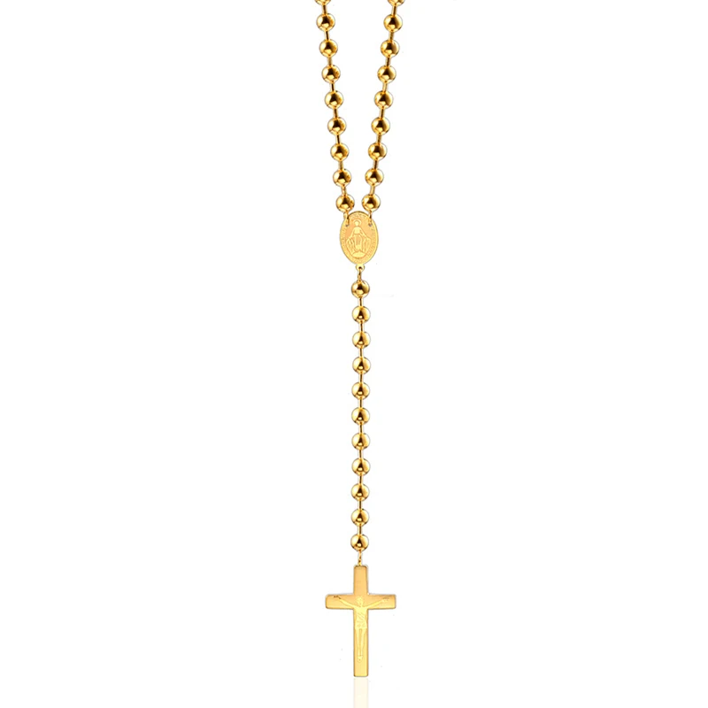 Rosunion Rosary длинное католическое ожерелье с распятиями из нержавеющей стали 6 мм
