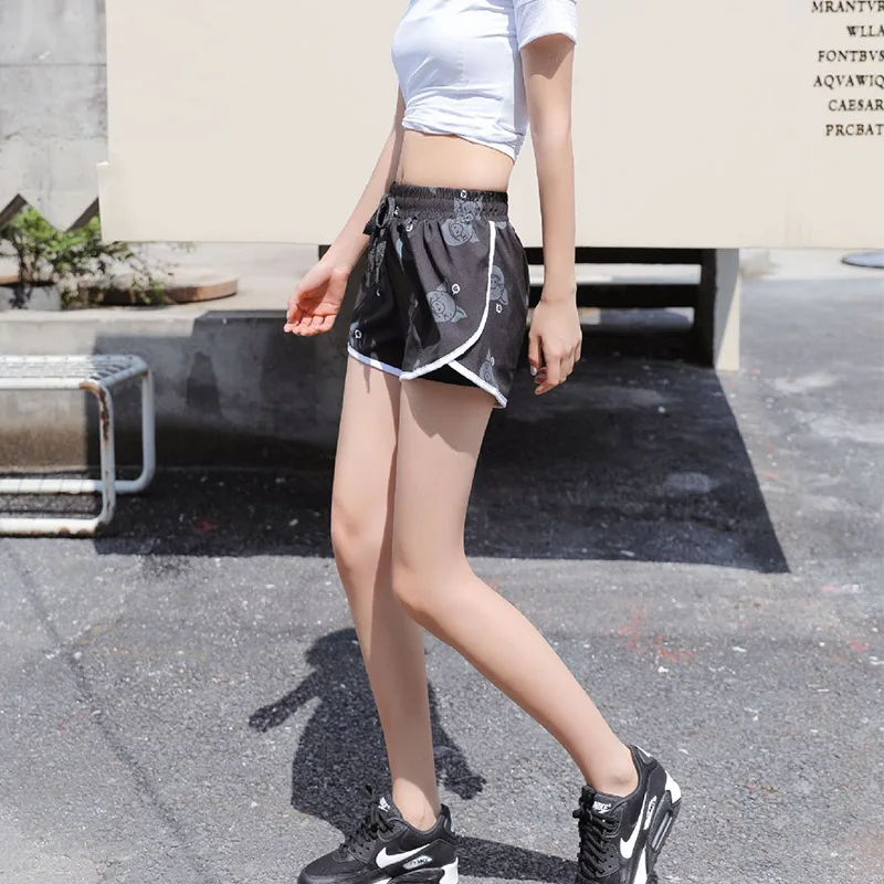 

INS Fashion Printed Running Sports Shorts Women's Summer Outer Wear Anti-Exposure Gym Quick-Dry Breathable Yoga Shorts