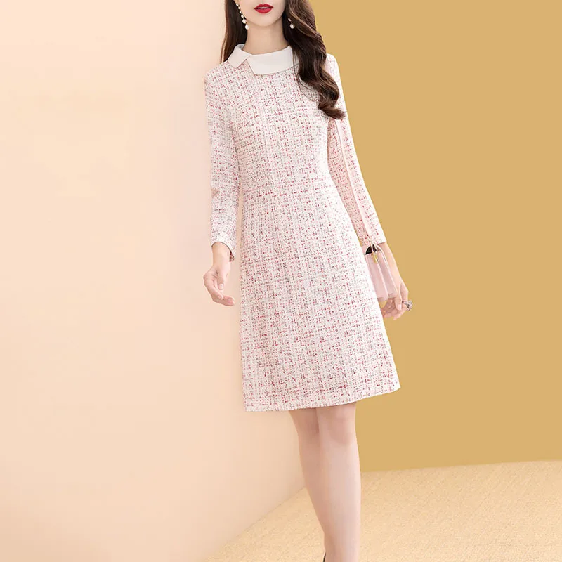 

Printed Long Sleeve Graceful Dress Women's Autumn And Winter Mid-length 2019 New Style Debutante Base Skirt Europe And America