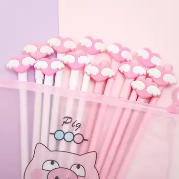 

12pcs Gel Pen Kawaii Cartoon Girls Wings Wand School Supply Signature Ink Pens Gift for Student Cute Stationary for Office