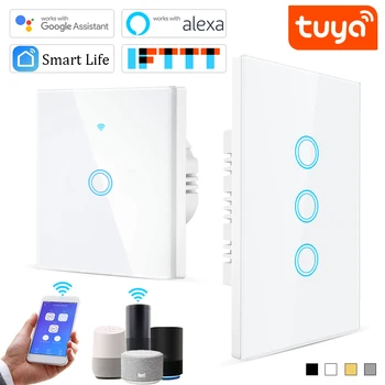 

Wifi Wall Touch Sensitive Switch Remote Control 1 2 3 4 Gang Wireless Led Light Smart Touch Screen Switch Glass US Standard