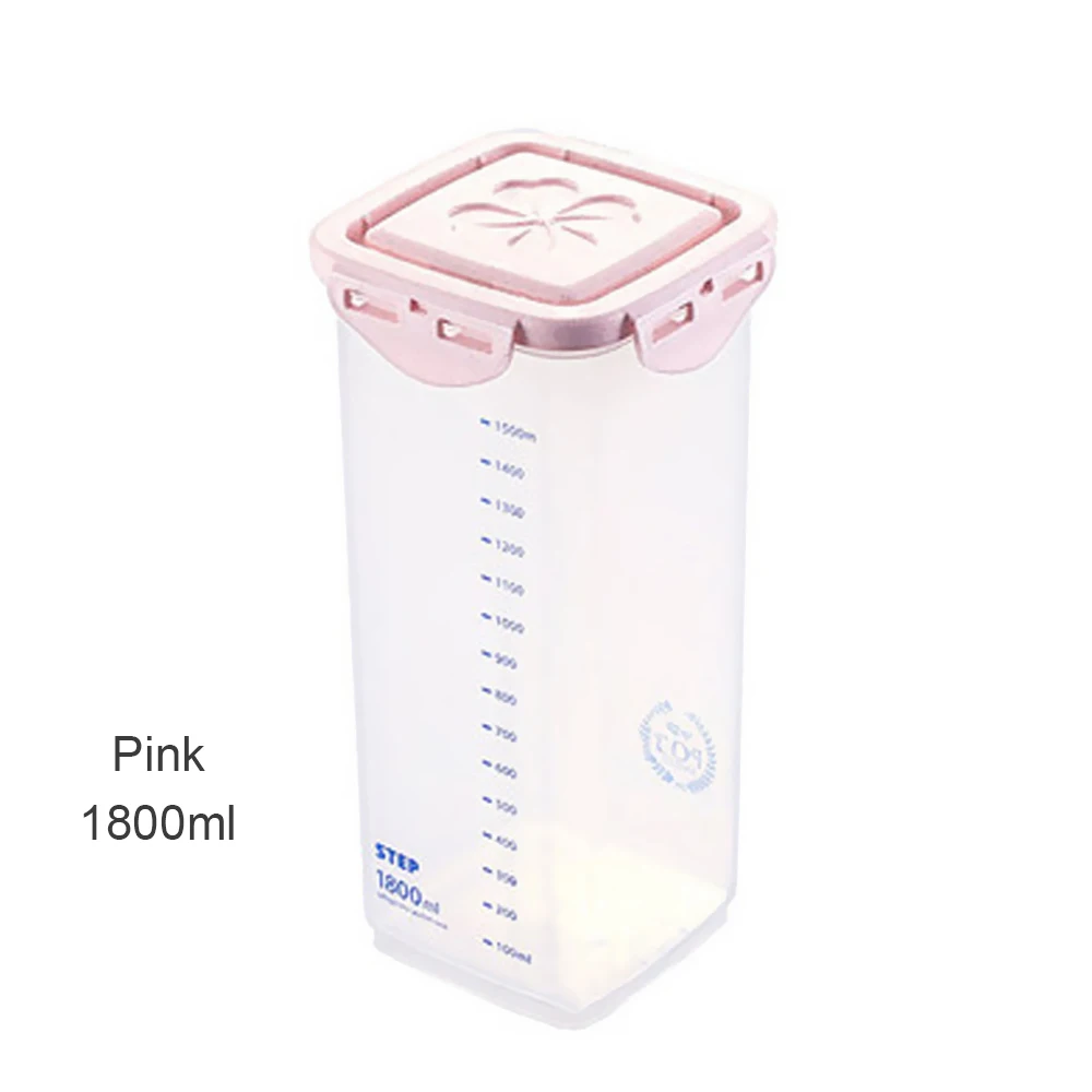 1800ML Pink Пластиковый диспенсер для зерновых культур, коробка для хранения, Кухонный Контейнер для зерна риса, портативный органайзер, банка для хранения зерна 15x7,5x29,5 см - Цвет: 1800ML Pink