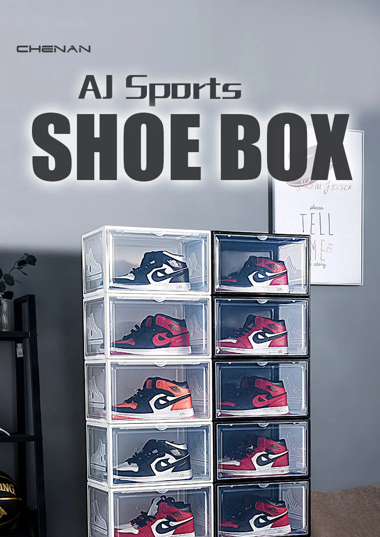 stackable plastic shoe drawers on 2pcs Basketball High Capacity Aj Shoe Box Shoes Organizer Drawer Transparent Plastic Shoe Storage Box Display Wall 25 34 18cm Storage Boxes Bins Aliexpress