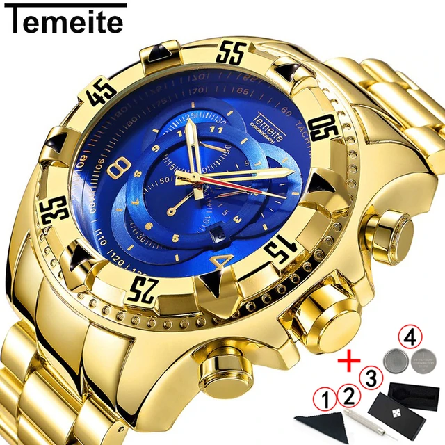 MA35075A Men's Magnum Automatic Golden Watch Waterproof 2 Year Warranty  with Wallet - AliExpress