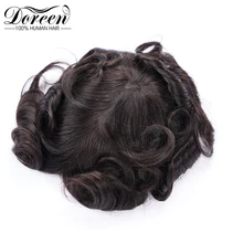 Doreen волосы швейцарская кружевная накладка из искусственных волос для мужчин замена волос система для мужчин шиньон remy волосы парик 8*6 дюймов мужской парик