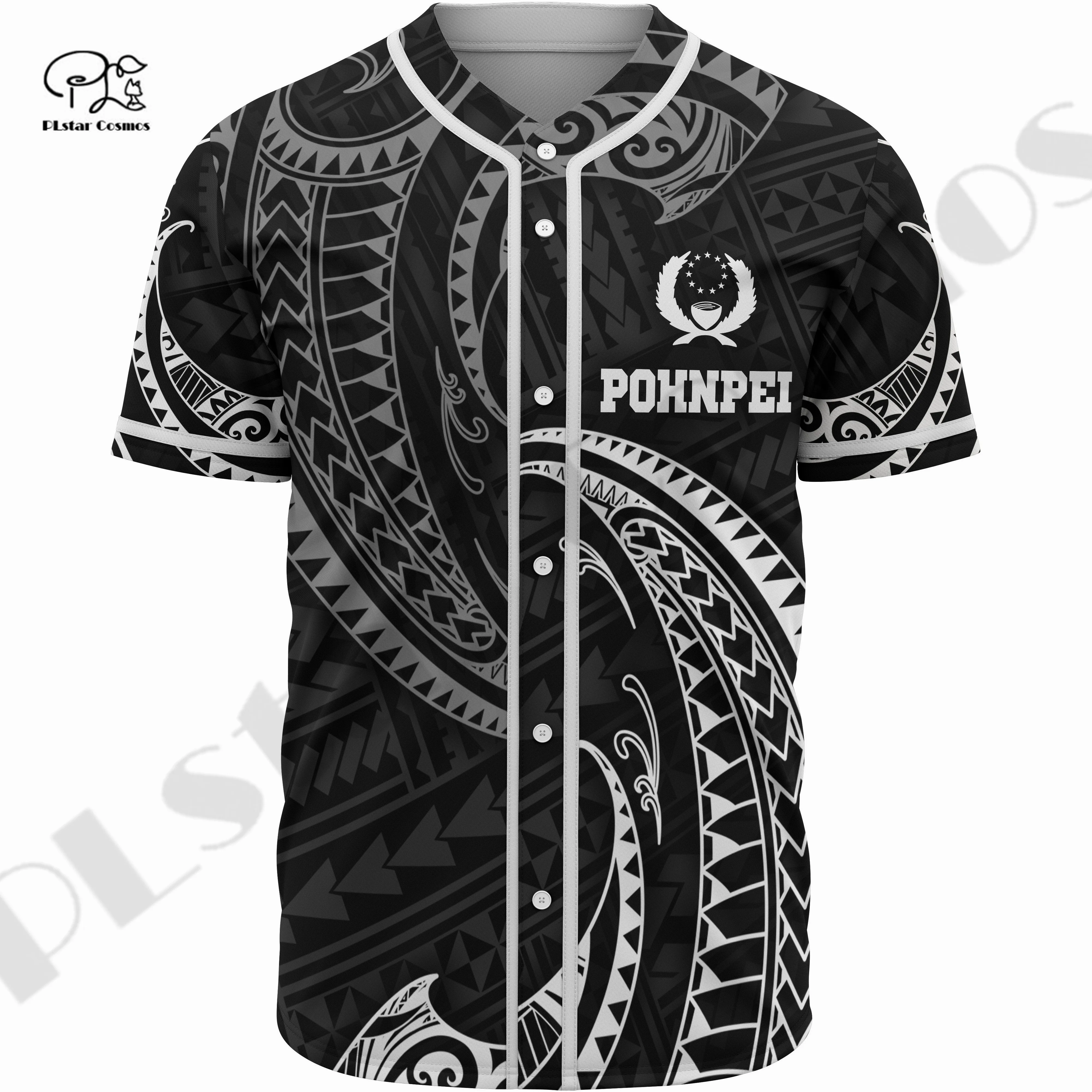 Newest 3Dprinted Baseball Jersey Shirt Pohnpei Polynesian Tribal Wave Tattoo Casual Unique Unisex Funny Sport Streewear Style-1