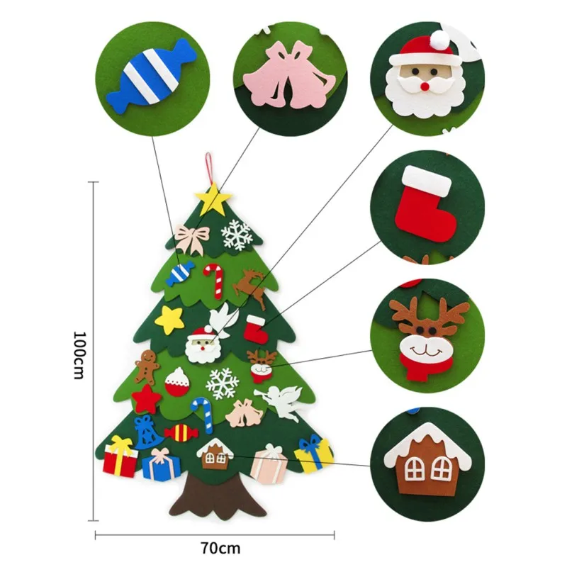 Christmas Tree Countdown Calendar Decoration Christmas Children Handmade DIY Toy Felt Stereo Kalendarz Adwentowy New Year Gift