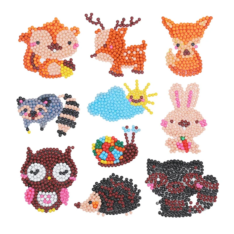 

10pcs Cartoon Animals Children Diamond Painting Deer Owl Kids DIY Diamond Stickers Child Toy Gifts Cup Phone Decorations Sticker