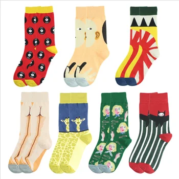 

10pairs Strange illustration socks fashion street funny socks superhero fashion novelty men and women breathable cotton socks
