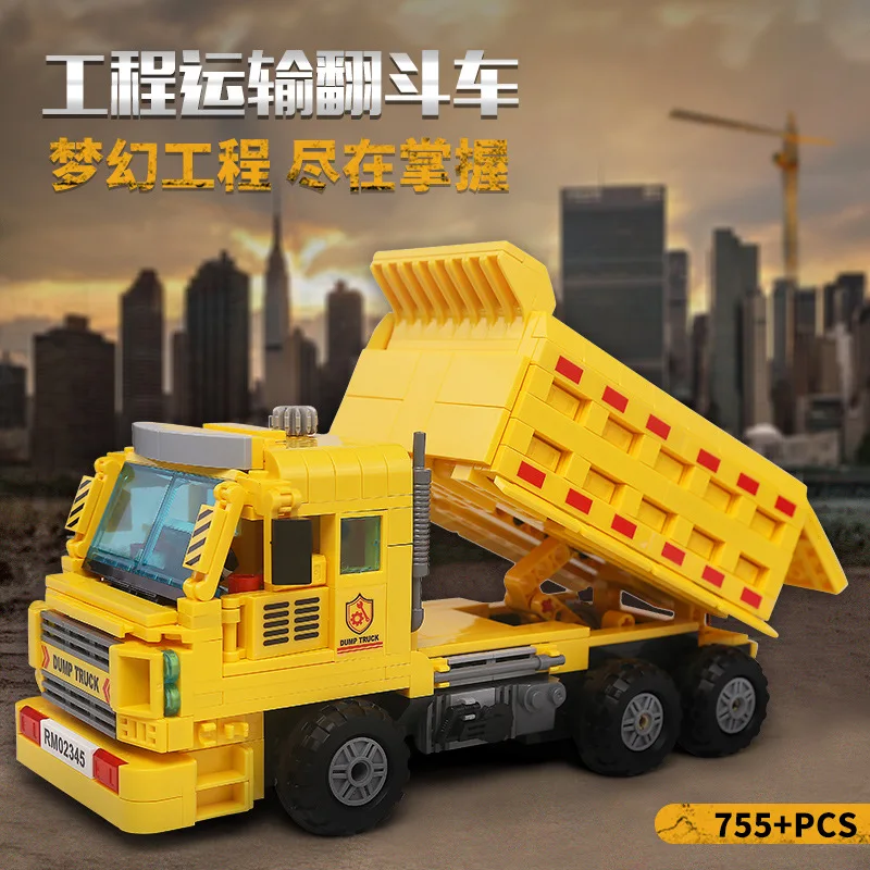 755 PCS QL0234 Engineering dumper Car Building Blocks Assembled Bricks Sets Mechanical Series Model Creator Gifts Kids Friends | Игрушки и