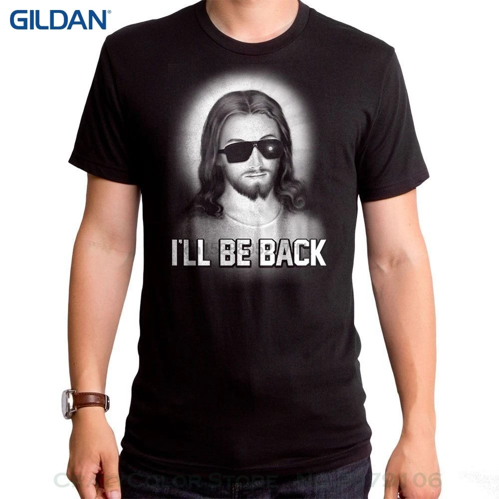 T-shirt Shirt Men Ill Be Back Jesus With Black Sunglasses Like Terminator Top S M L Xl 2x |