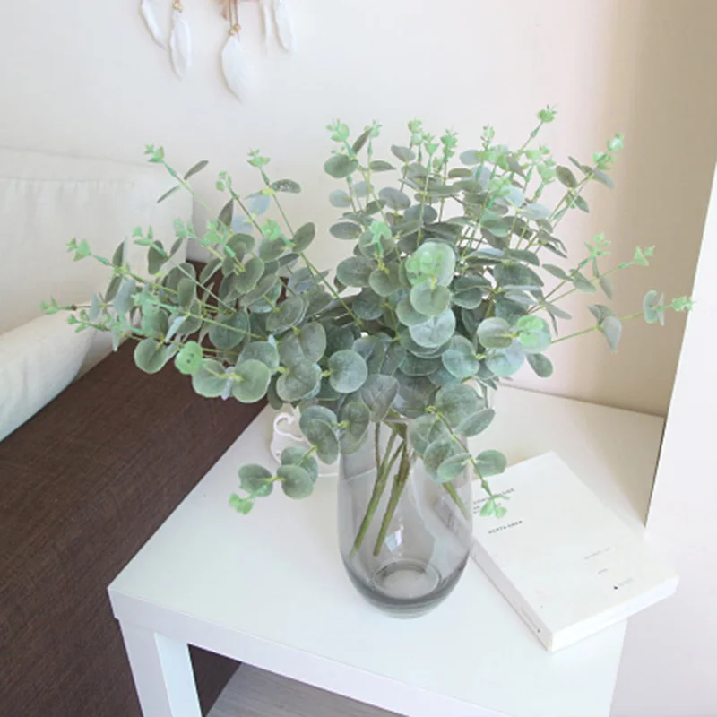 

4/16 heads Eucalyptus Leaves Artificial Plant Art Green Ornament Wedding Party Plastic+Iron