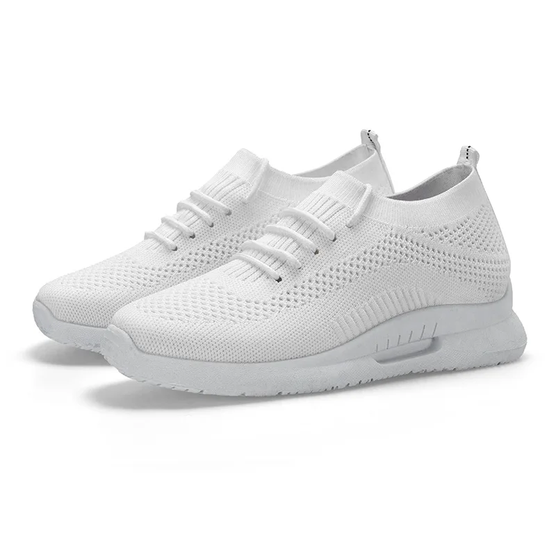 

2019 Women Casual Shoes Fashion Breathable Walking Mesh Lace Up Flat Shoes Sneakers Women Tenis Feminino White Vulcanized Shoes