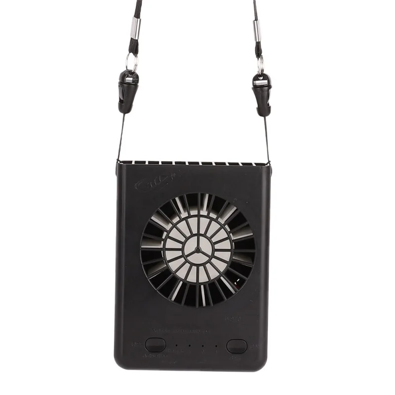 USB перезаряжаемый портативный ручной вентилятор для шеи, персональный мини-вентилятор для шеи, двойные вентиляторы, 3 скорости, регулируемые для дома и офиса - Цвет: BLACK
