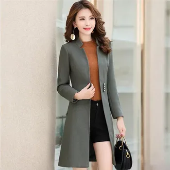 

Wool Coat Lady Autumn Winter Warm Slim Cardigants Women Collar Long Sleeve Warm Streetwear Soft Coat Office Lady Robe Femenina