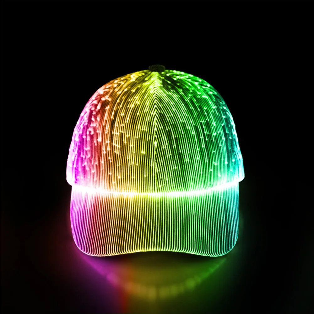Fiber Optic Cap LED hat with 7 Colors Luminous Glowing Hip hop