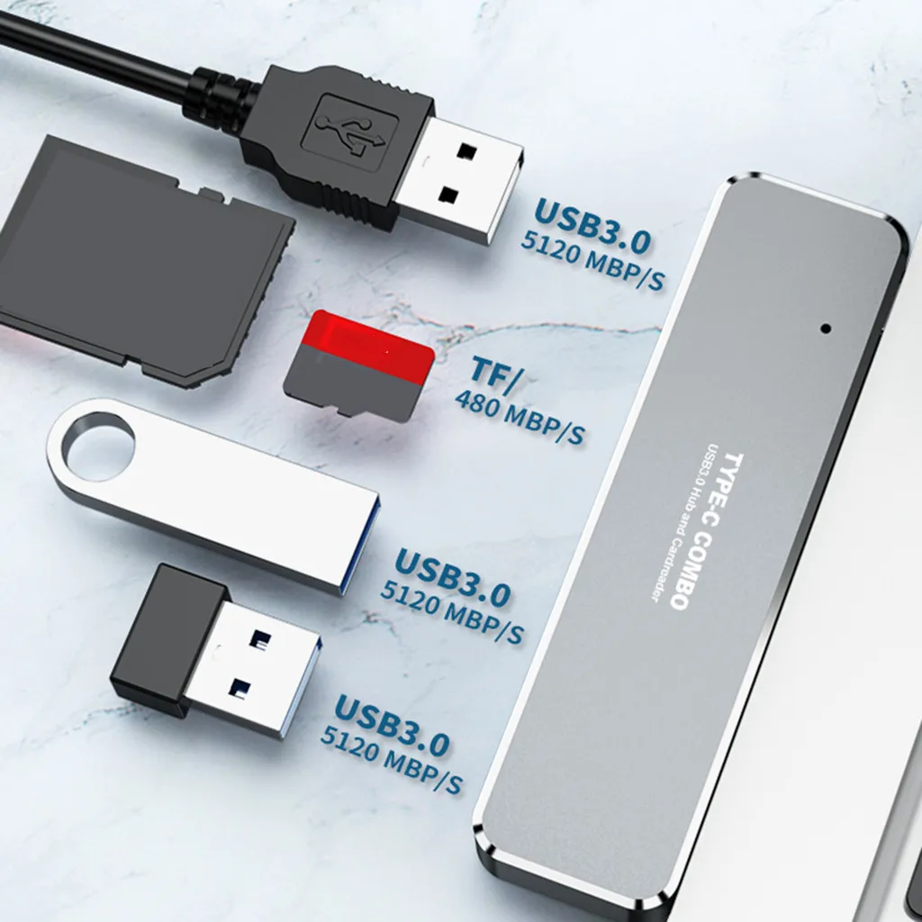 Многофункциональный usb концентратор 5 в 1 портативный типа C адаптер USB 3 0 на 4K HDMI SD