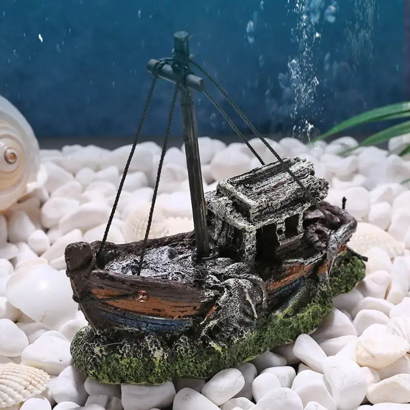 Аквариумные украшения Искусственный корабль Смола лодка Аквариум Ландшафтный Декор бонсай для украшения дома