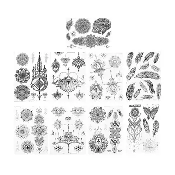 

9 Sheets of Tattoo Stickers Party Favor Decorative Flower Tattoo Mandala Stickers Body Decal for Kids Party