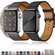 100% Genuine Cow Leather loop Bracelet Belt Band for Apple Watch 6 SE 5 4 42MM 38MM 44MM