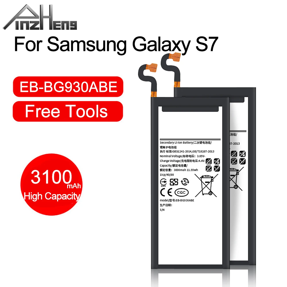 Аккумулятор PINZHENG 3100 мА · ч для Samsung Galaxy S7 G930F G9300 G930 Bateria EB-BG930ABE сменный аккумулятор