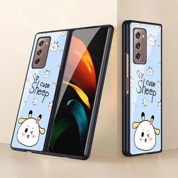 

Samsung zfold2 mobile phone case glass folding screen fold2 protection case sm-f9160 electroplating anti falling cartoon