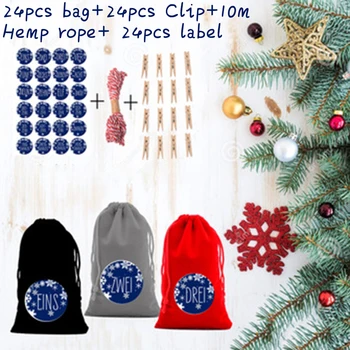 

Bags Xmas Bags Hanging Decor Set Kit Decoration Ornamnents 24Pcs Reusable
