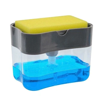 

Portable Soap Pump Dispenser & Sponge Holder for Kitchen Dish Soap And Sponge Soap Box Sponge Rack Sponges Grey