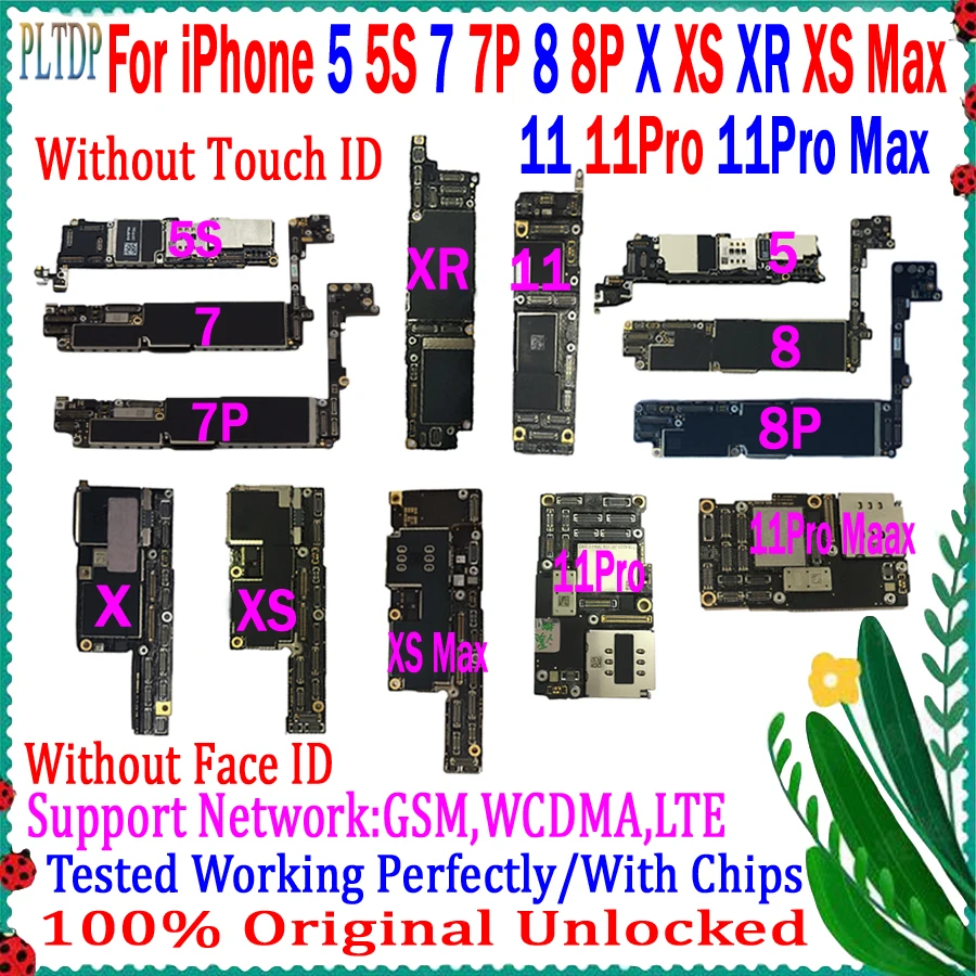100% оригинал для iphone 5 5s 7 8 Plus x xr xs max 11 pro материнская плата с заводской