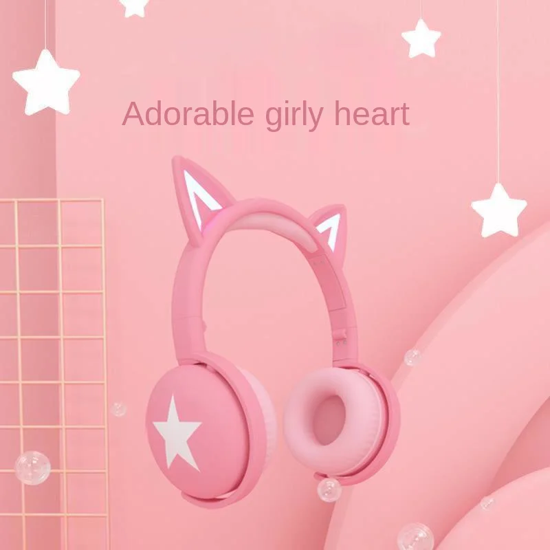 Auriculares Bluetoothヘッドフォンワイヤレスヘッドセットfoneのデouvidoインナーイヤー型イヤホンゲーマースウィートガール猫耳 かわいいピンクハイファイステレオ Headphone Headset Aliexpress