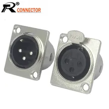 10 шт./лот XLR разъем 3 Pin Мужской/Женский XLR Панель Крепление никелированный XLR штекер Jack провода разъем