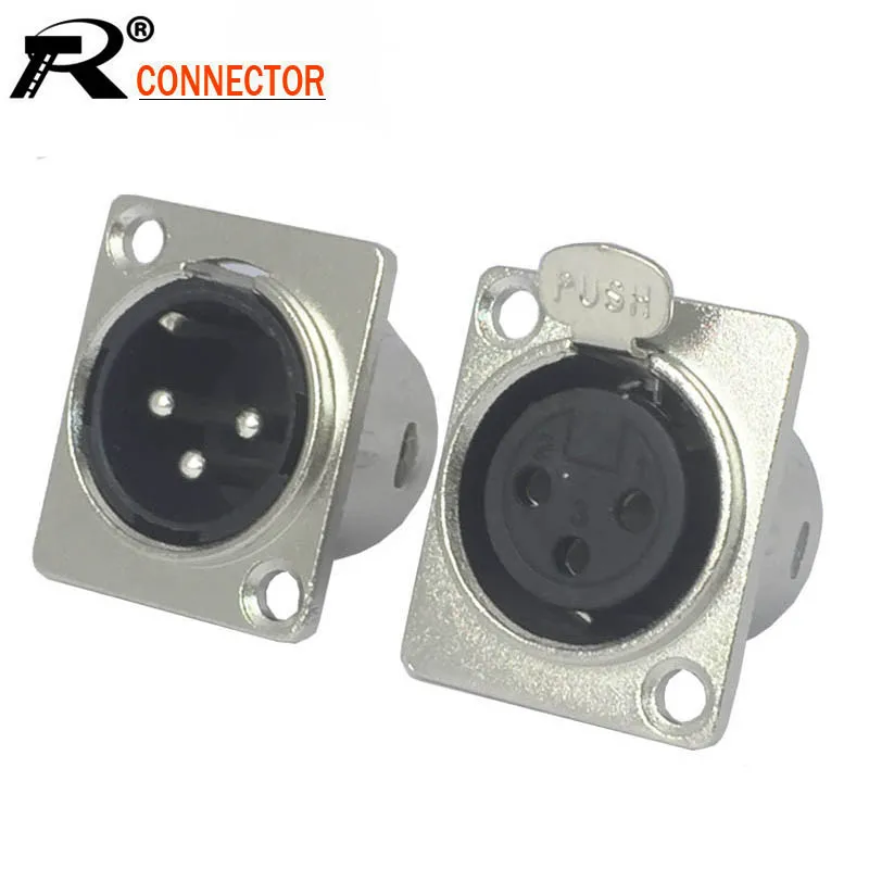 

10pcs/lot XLR Connector 3 Pin Male / Female XLR Panel Mount Nickel Plated XLR Male Plug Jack Wire Connector Wholesale