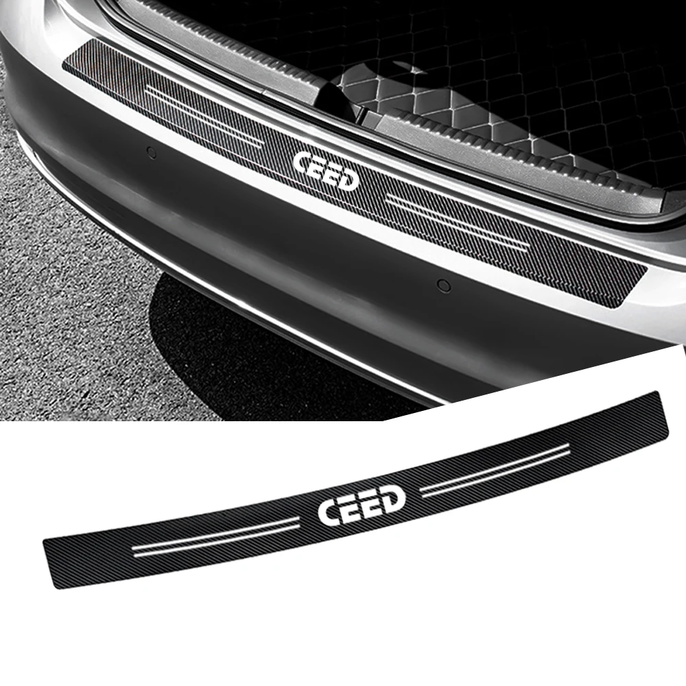 

Auto Rear Bumper Trunk Carbon Fiber Protection Sticker Decal Car Styling For kia ceed 2017 2018 2013 2010 2011 accessories