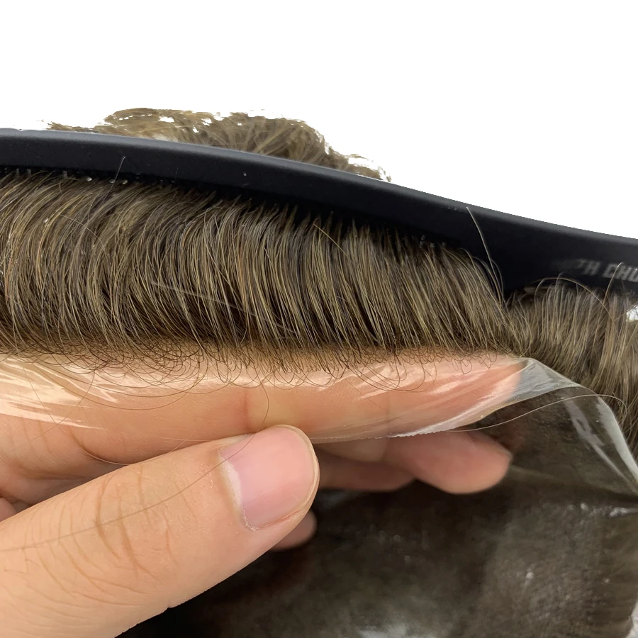 Men Hair System With Human Remy Hair Pieces Thin Skin Base Toupee With Various Colors