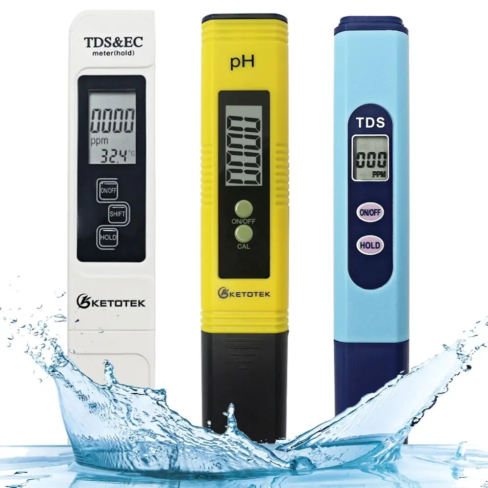 Digital PH TDS & EC Meter PPM Water Quality Pool Aquarium Hydroponic Tester Tool 