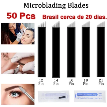 

50pcs 0.18mm Nano blades microblading needles 18 Pin U shape Permanent Makeup Eyebrow Tattoo Needle Blade for 3D Embroidery Pen