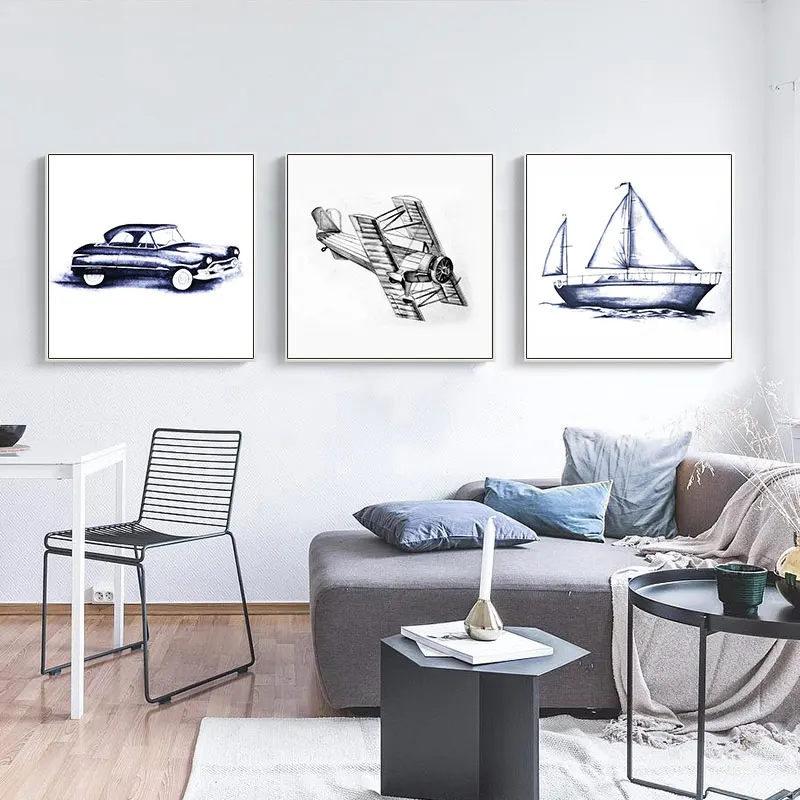 Минималистичный постер ручной росписи для парусного спорта в автомобиле