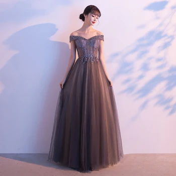 

Female Sexy Black Off Shoulder Cheongsam Elegant Long Sequins Evening Party Dress Novelty Slash Neck Ball Gown Maxi Dress