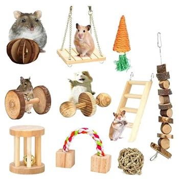 

Wooden Pet Toy Set Hamster Rabbit Parrot Play Molars Supplies Hamster Bird Toy Set Pet Toy
