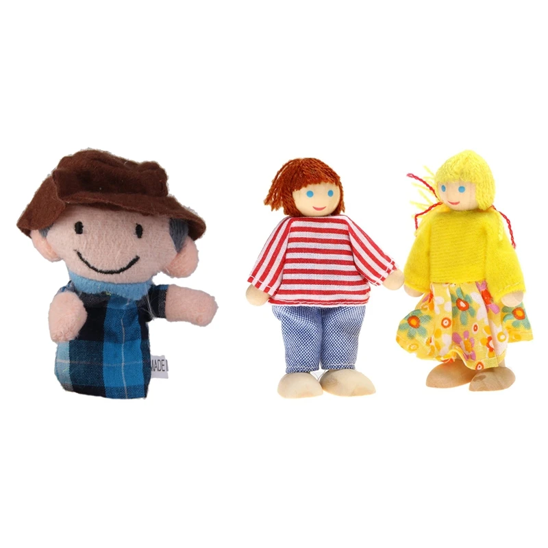 10 шт. Старый Макдональд ферма животные пальчиковые куклы дети предпочитают игрушки и 1 шт. счастливые куклы семья из 6 человек