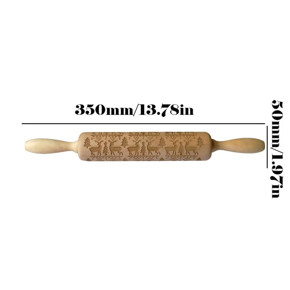 35 см смайлик Выгравированный тиснение Скалка с рождественскими символами для выпечки рельефное печенье деревянные скалки