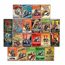 Retro TT Isle of Man Metal Tin Signs Vintage Motorcycles Poster Races Plaque Pub Bar Garage Wall Art Decor 20x30cm
