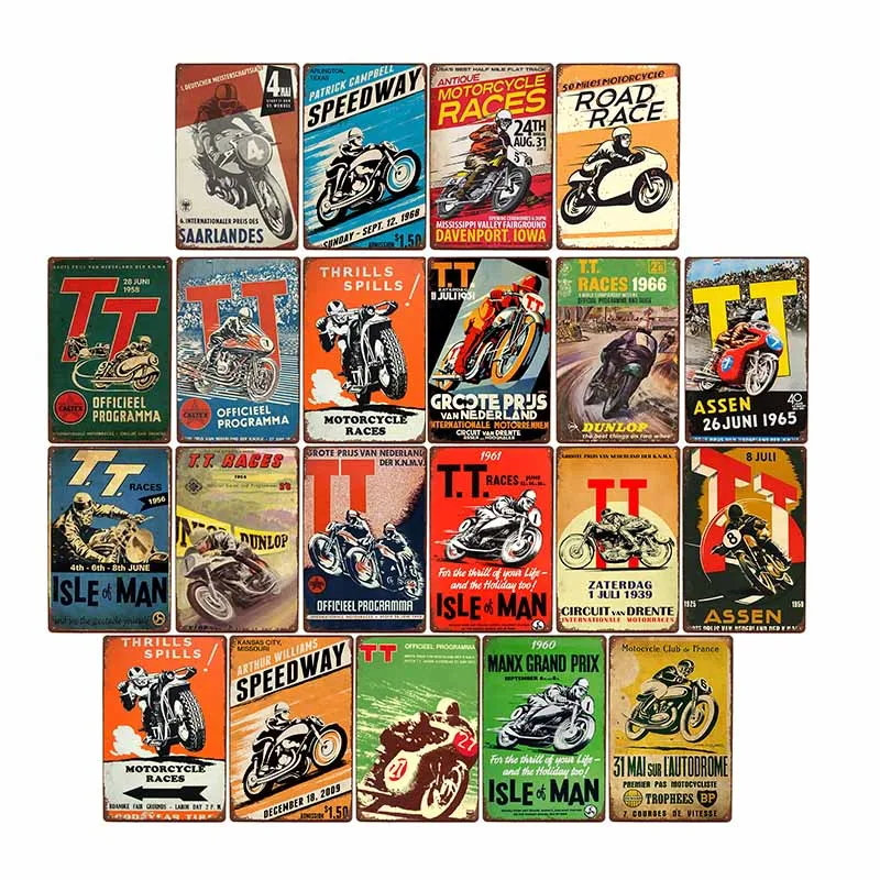 

Retro TT Isle of Man Metal Tin Signs Vintage Motorcycles Poster Races Plaque Pub Bar Garage Wall Art Decor 20x30cm