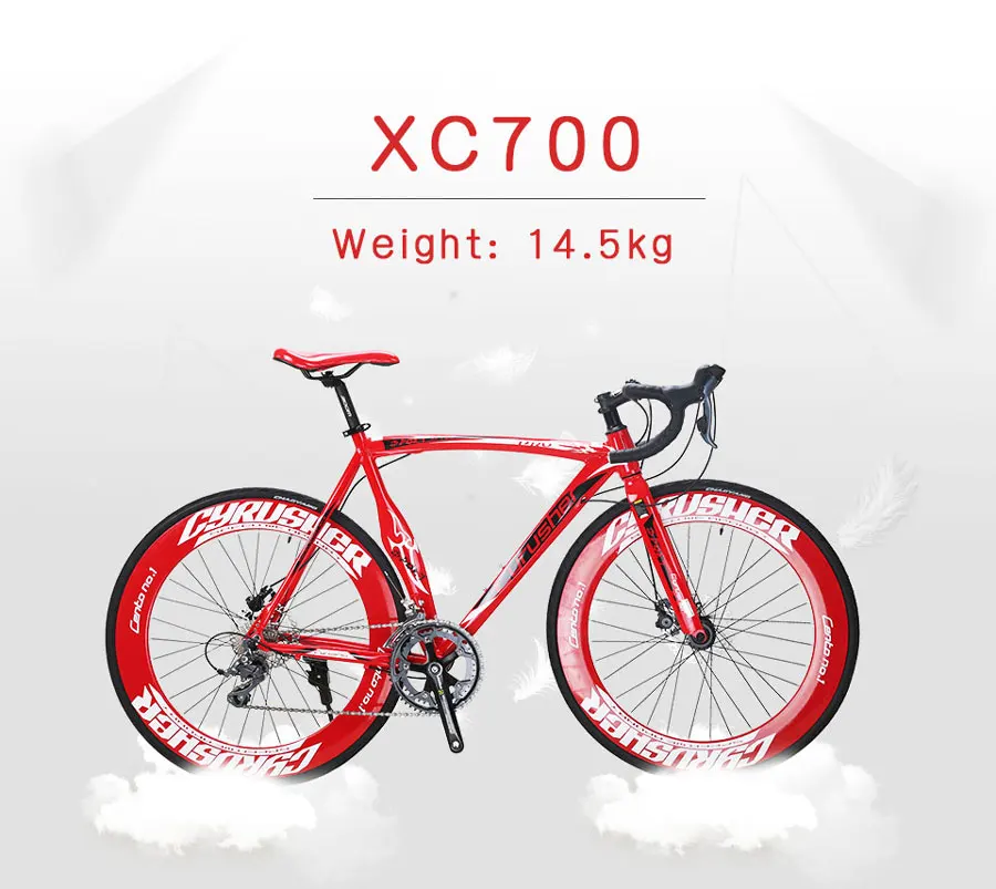 Cyrusher XC700 дорожный велосипед 700C светильник алюминиевая рама+ вилка+ руль велосипедный шоссейный скоростной велосипед гоночный мужской механический дисковый тормоз