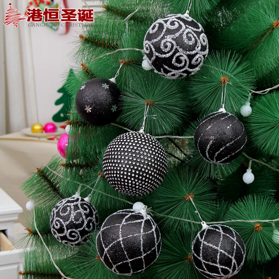 8 см черный Рождественский шар, стразы, Рождественская елка для отеля
