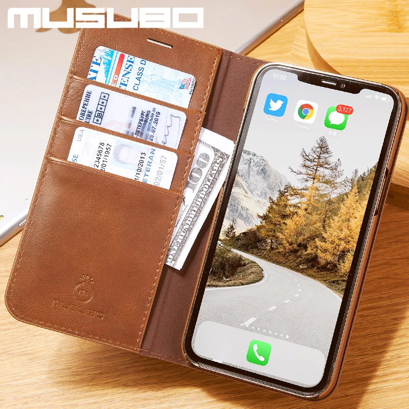 Musubo Luxury Genuine Leathr Case For iPhone 13 Pro Max 13 Pro 12 11 XR Xs Max 8 Plus 7 Cover Flip Wallet Card Fundas Coque Capa leather iphone 12 mini case