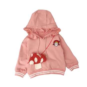 

WLG girls cute hoodies kids autumn cartoon mushroom pink hooded long sleeve hoodie baby girl all match clothes