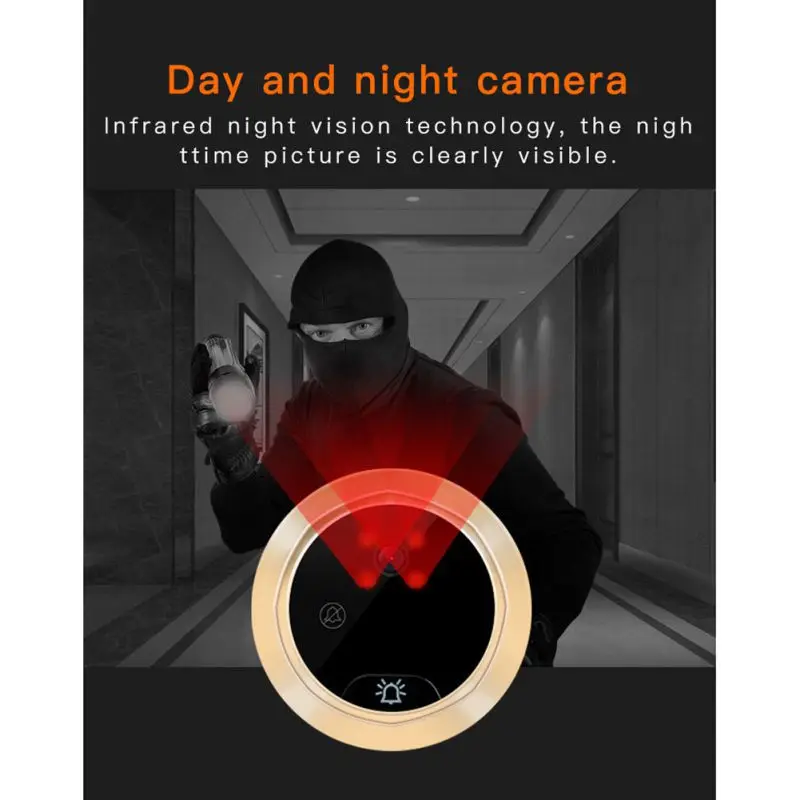 Digital Door Viewer Doorbell Night Vision Photo Video Message Peephole Camera Monitoring Cam