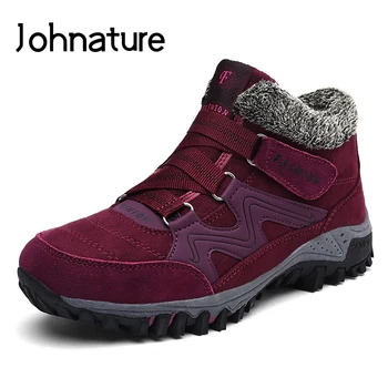 

Johnature Sneakers Women Shoes Leisure Hook & Loop 2020 New Winter Round Toe Sewing Short Plush Six Colors Casual Ladies Shoes